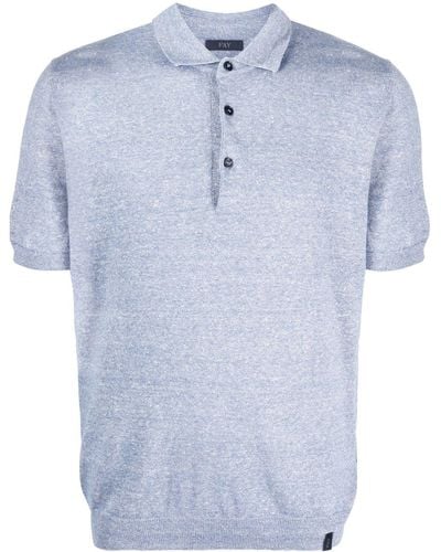 Fay Knitted Short-sleeve Polo Shirt - Blue