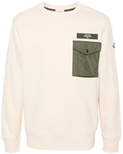 Moncler Logo-patch Cotton-blend Sweatshirt - Natural