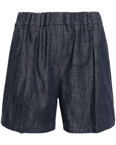 Brunello Cucinelli Jeans-Shorts mit hohem Bund - Blau