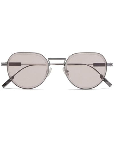 Zegna Orizzonte Ii Round-frame Sunglasses - Grey