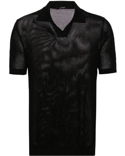 Tagliatore Jake Open-knit Polo Shirt - Black