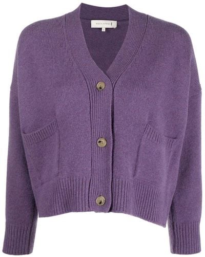 Mackintosh Kelle V-neck Wool Cardigan - Purple