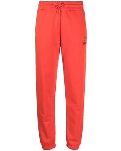 KENZO Pantalones de chándal con logo bordado - Rojo