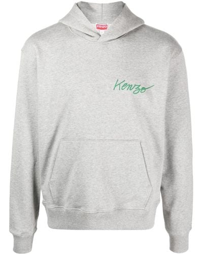 KENZO Hoodie en coton à imprimé graphique - Gris