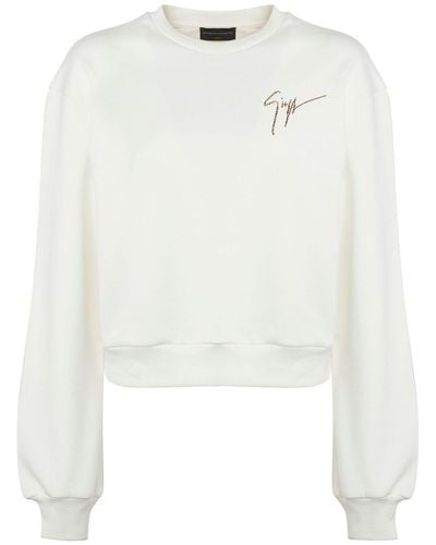 Giuseppe Zanotti Sauvanne Crystal-logo Sweatshirt - White