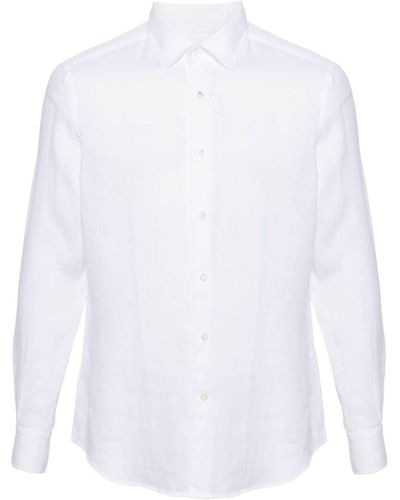 Glanshirt Langärmeliges Hemd aus Leinen - Weiß