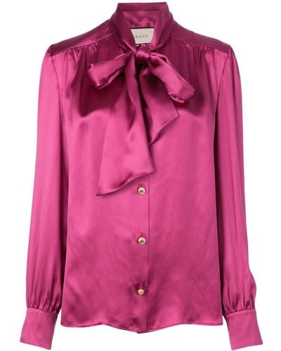 Gucci Pussycat Bow Blouse - Pink