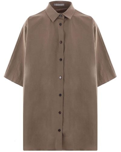 Dusan Classic-collar Button-up Cotton Shirt - Brown