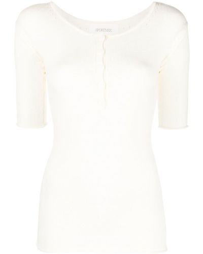 Sportmax Knitted Henley Top - White