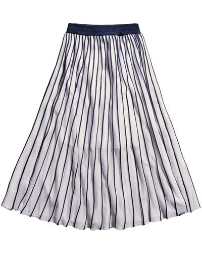 Fay Striped Fine-knit Midi Skirt - White