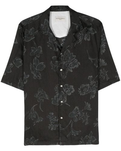 Officine Generale Eren Floral-print Shirt - Black