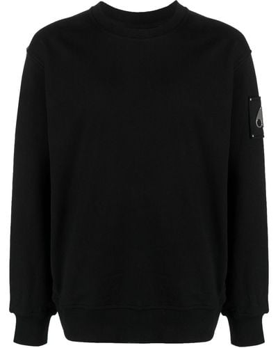 Moose Knuckles Brooklyn Logo Plaque Cotton Sweatshirt - Black