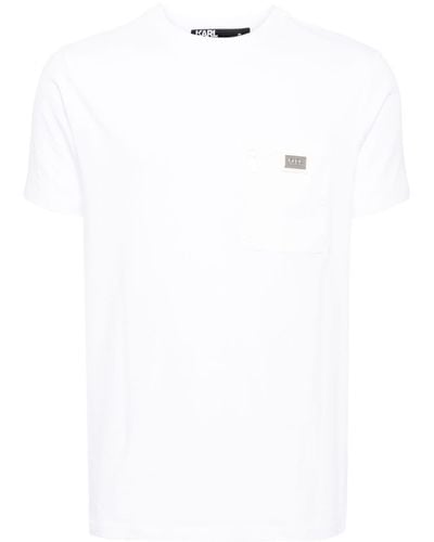 Karl Lagerfeld T-Shirt mit Logo-Schild - Weiß