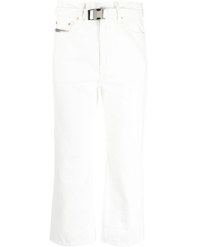 Sacai Mid-rise Cropped Jeans - White