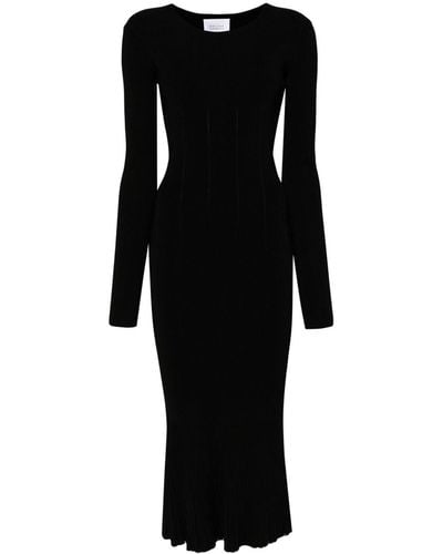 Galvan London Long-sleeve Flared Midi Dress - Black