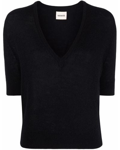 Khaite The Sierra Cashmere-blend Knitted Top - Black
