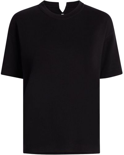 Another Tomorrow Luxe Seamed Cotton T-shirt - Black