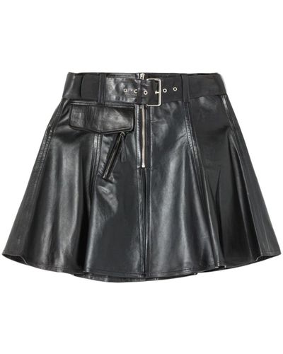 RE/DONE Moto Leather Skirt - Black