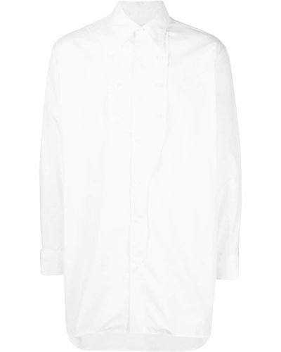 Yohji Yamamoto Popeline-Hemd im Layering-Look - Weiß