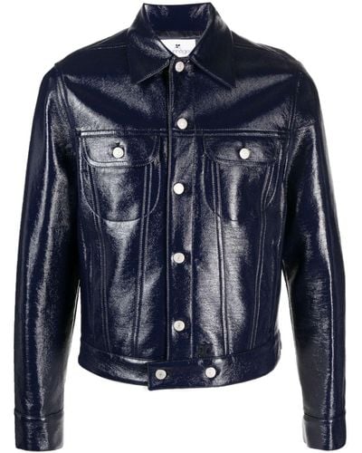 Courreges Button-up Faux-leather Jacket - Blue
