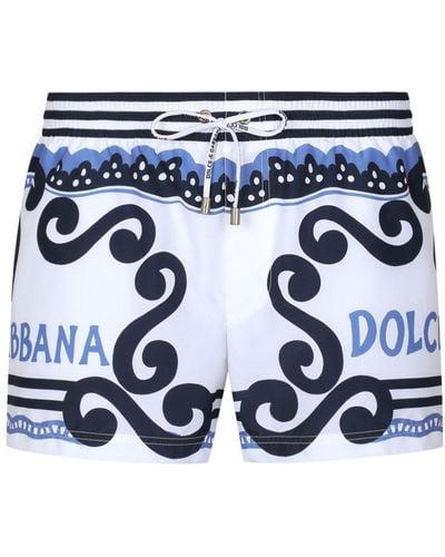 Dolce & Gabbana Marina Zwembroek Met Logoprint - Blauw