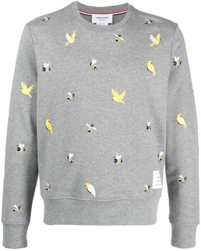 Thom Browne Sweatshirt mit Stickerei - Grau