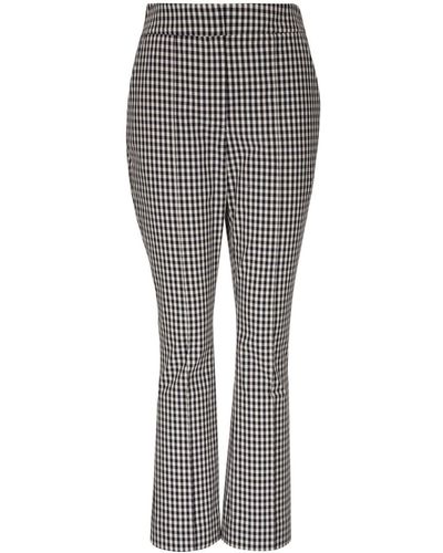 Veronica Beard Tani Gingham-print Trousers - Grey