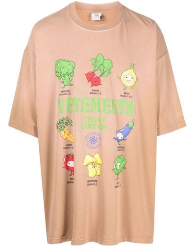 Vetements Vegan T-Shirt mit Logo-Print - Braun