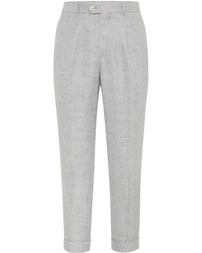 Brunello Cucinelli Pantalones chinos con pinzas - Gris