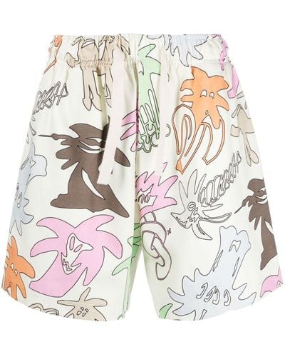 Palm Angels Shorts Met Bloemenprint - Wit