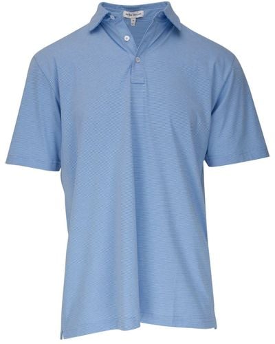 Peter Millar Striped Cotton Polo Shirt - Blue