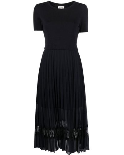 Claudie Pierlot Pleated-skirt Short-sleeve Dress - Black