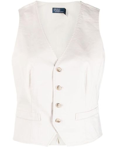 Polo Ralph Lauren V-neck Cotton Waistcoat - White