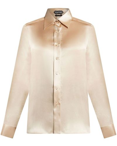 Tom Ford Long-sleeve Silk Shirt - Natural