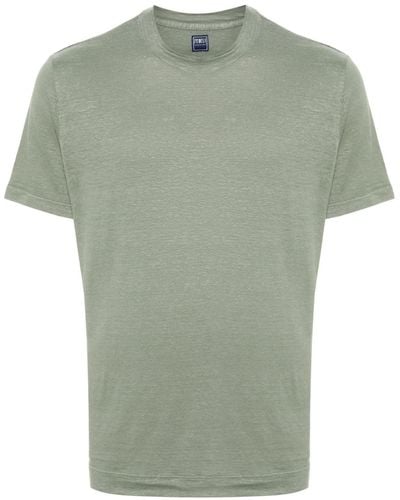 Fedeli Rundhals-T-Shirt mit Pilling-Finish - Grün