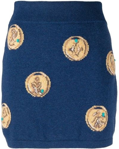 Barrie Zodiac Signs Knit Skirt - Blue