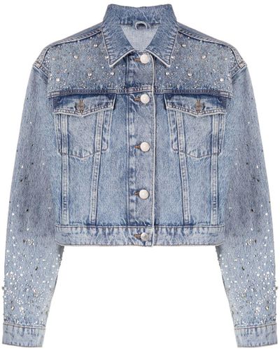 Maje Womens Bleus Quilted-top Stretch-denim Jacket - ShopStyle