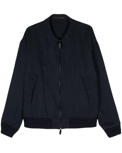 Giorgio Armani Gestreept Bomberjack - Blauw