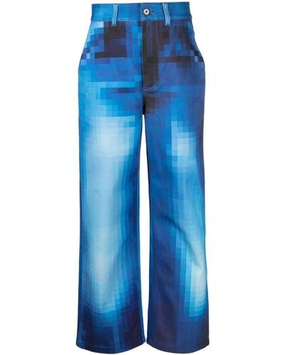 Loewe Gerade Jeans mit Pixel-Print - Blau