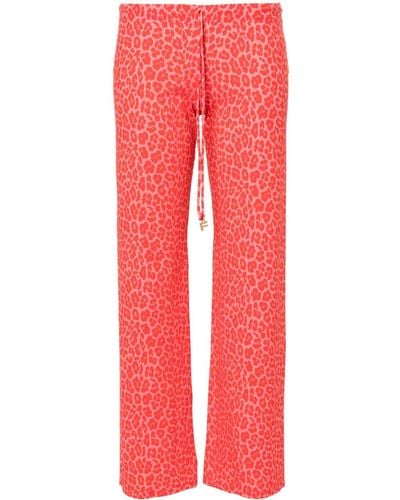Fisico Animal-print Straight-leg Trousers - Red