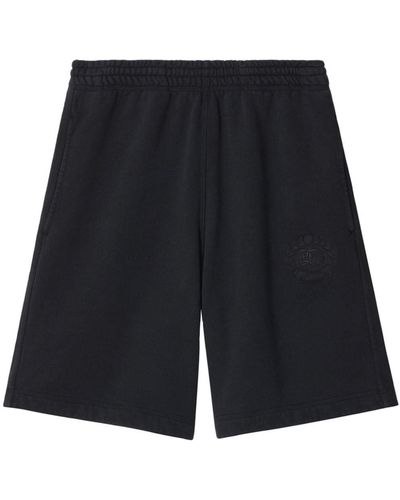 Burberry Ekd-embroidered Cotton Track Shorts - Black