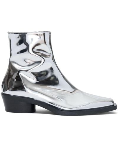 Proenza Schouler Bronco Mirrored-finish Ankle Boots - White