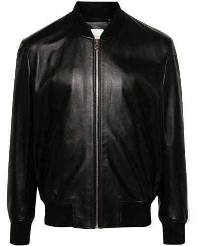 Paul Smith Leather Bomber Jacket - Black