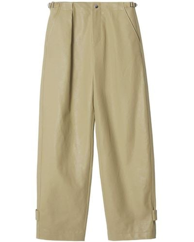 Burberry Pleated Leather Trousers - Naturel