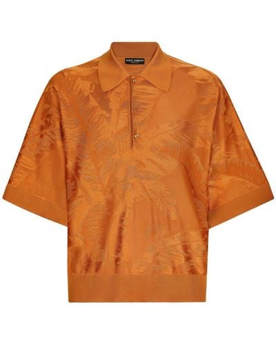 Dolce & Gabbana Silk-blend Polo Shirt - Orange