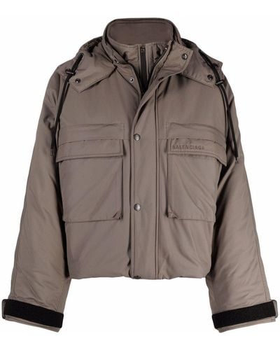 Balenciaga Hooded Oversized Jacket - Brown