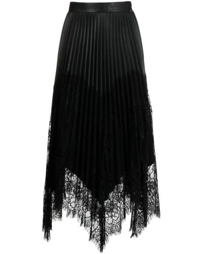 Nissa Jupe mi-longue à design plissé - Noir