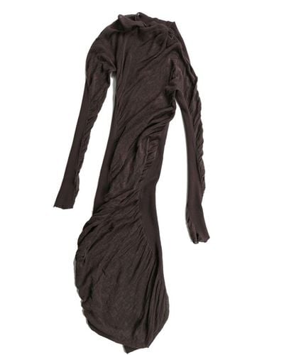 Issey Miyake Draped-design Cotton-blend Dress - Black