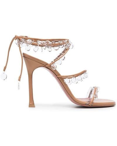 AMINA MUADDI Tina 115mm Crystal-embellished Sandals - White