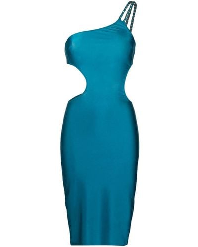 Amen Cut-out One-shoulder Midi Dress - Blue